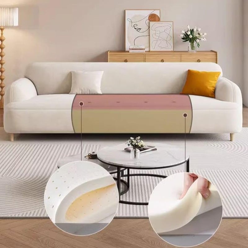 Comfynest Off-White Upholstered Sofa – Modern Recessed Arm Couch for Living Room - Image 5